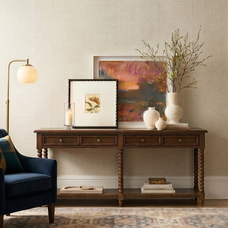 Aristidh - 60" Farmhouse Solid Wood Console Table for Entryway