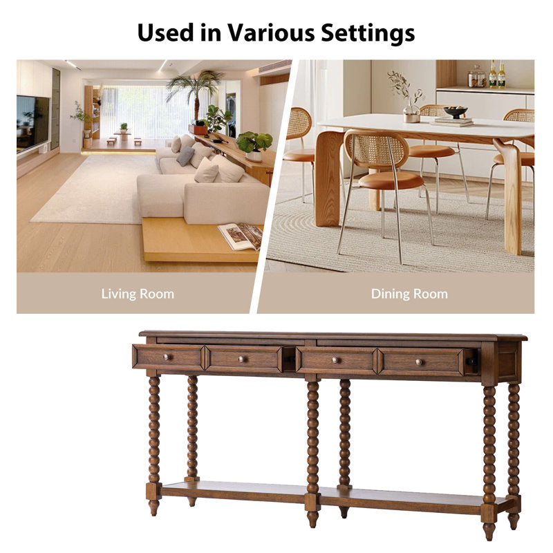 Aristidh - 60" Farmhouse Solid Wood Console Table for Entryway