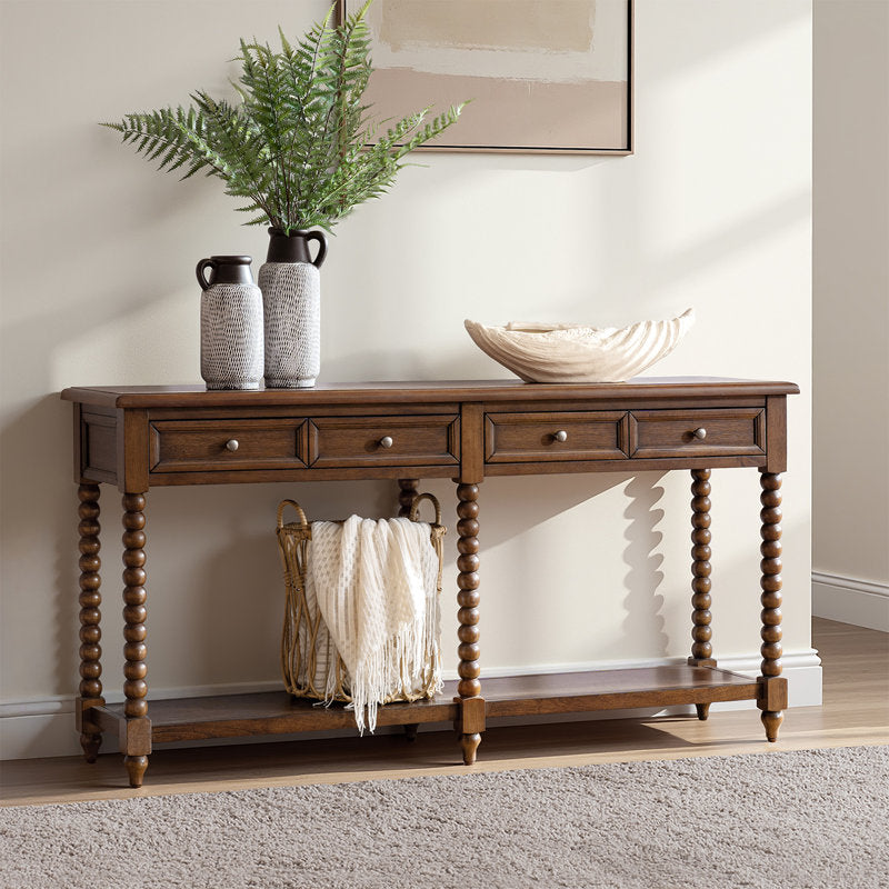 Aristidh - 60" Farmhouse Solid Wood Console Table for Entryway