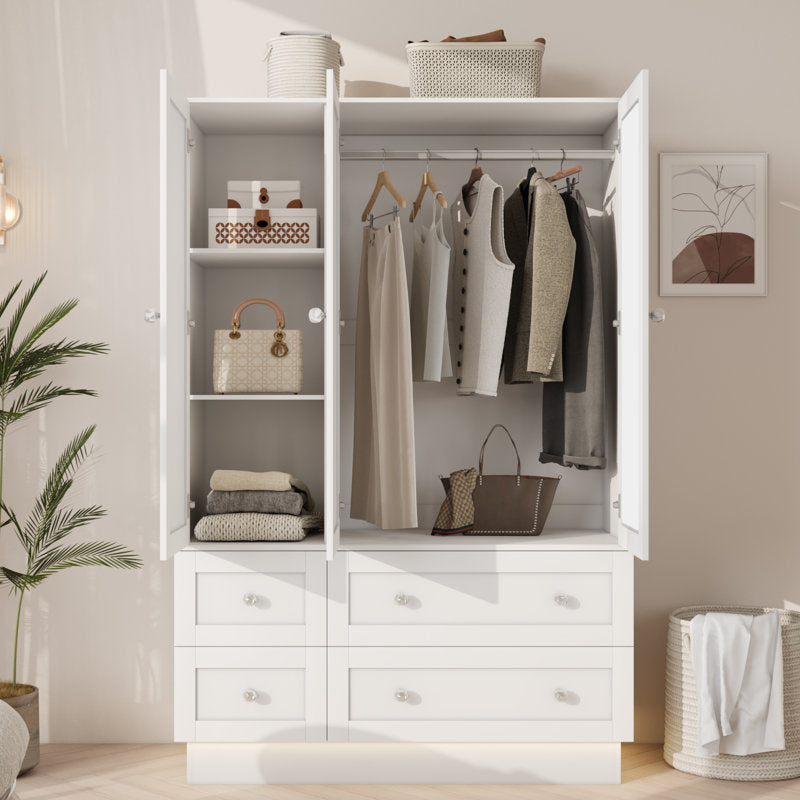 Lumina Luxe - 3-Door Wooden Armoire Wardrobe with RGB & Mirror