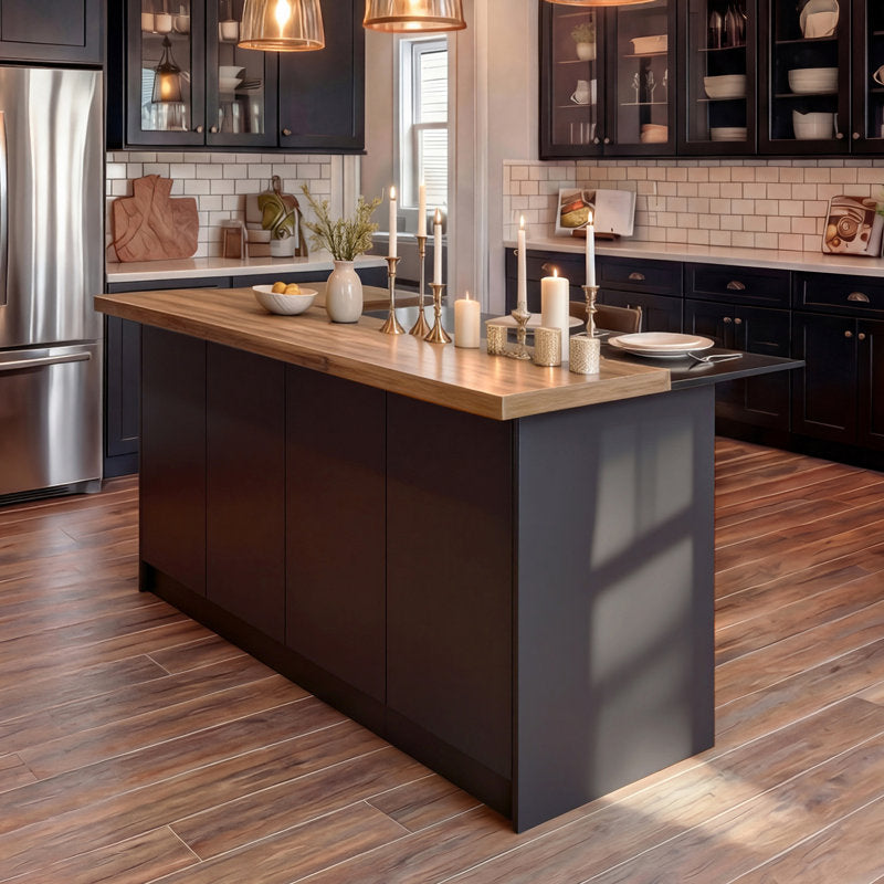 Arvene - 77" Modern Wood Kitchen Island with Storage & Meal Prep