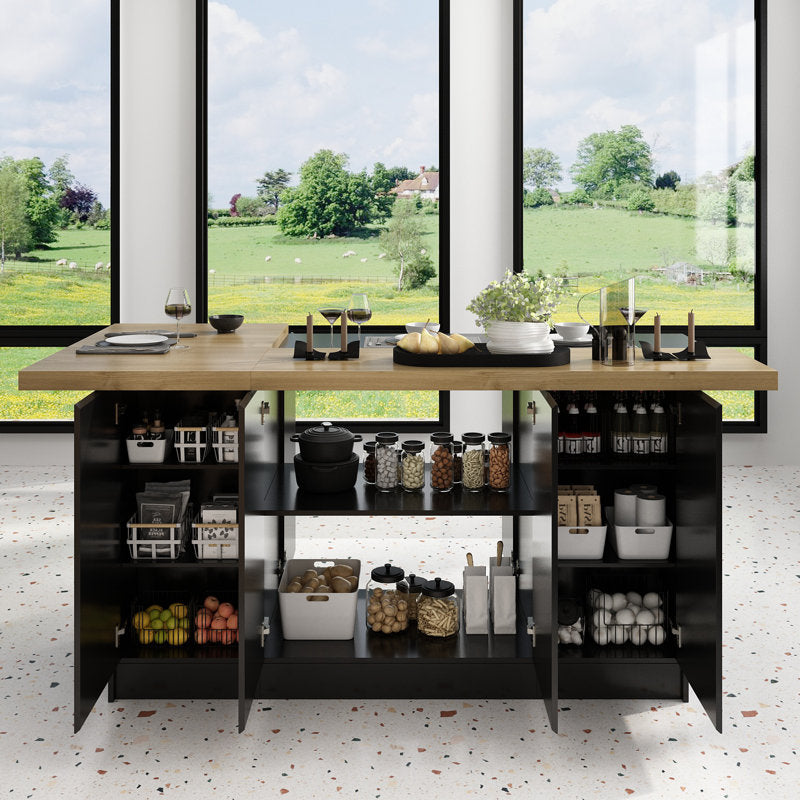 Arvene - 77" Modern Wood Kitchen Island with Storage & Meal Prep