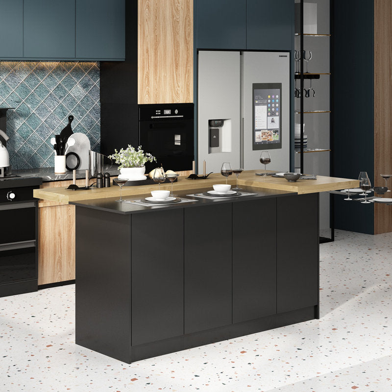 Arvene - 77" Modern Wood Kitchen Island with Storage & Meal Prep