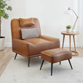 Asena - Upholstered Side Chair & Ottoman Faux Leather Living Room Set