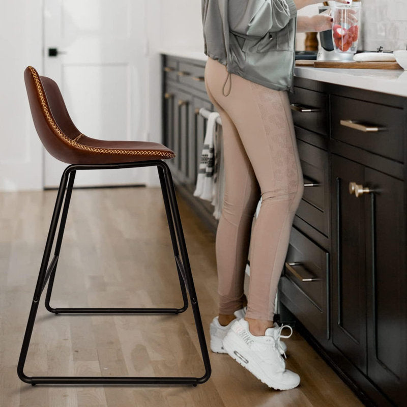 LoftModern - Faux Leather Bar Stools for Kitchen Island Counter
