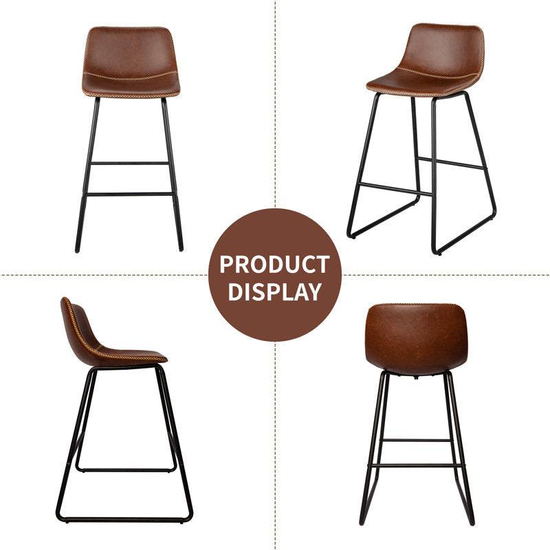 LoftModern - Faux Leather Bar Stools for Kitchen Island Counter
