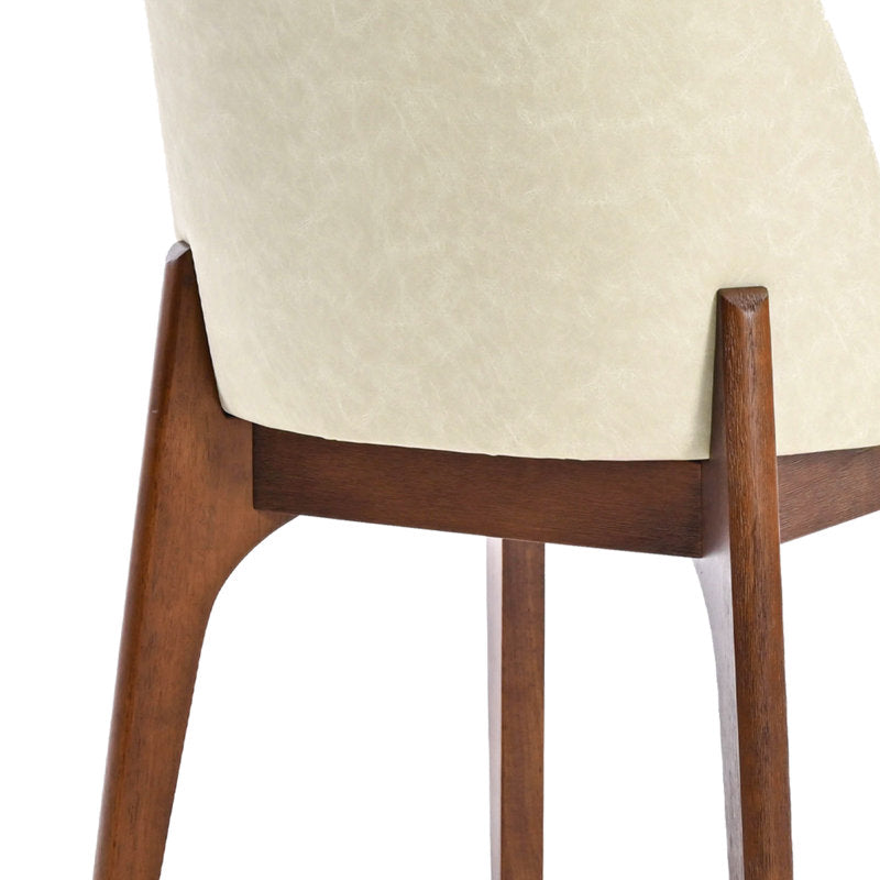 Bason - Modern Faux Leather Dining Chairs Set of 6 with Wood Legs
