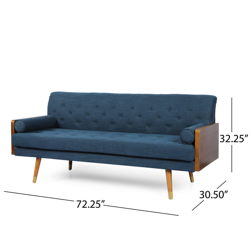 Bel-Air - 72" Mid-Century Modern Tufted Sofa with Bolster Pillows