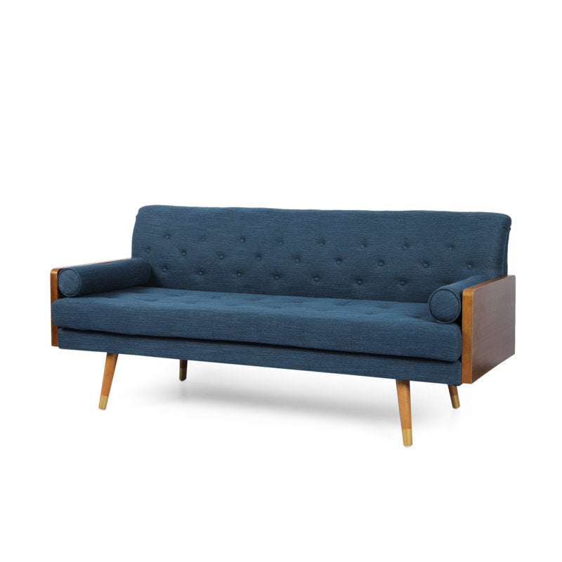 Bel-Air - 72" Mid-Century Modern Tufted Sofa with Bolster Pillows