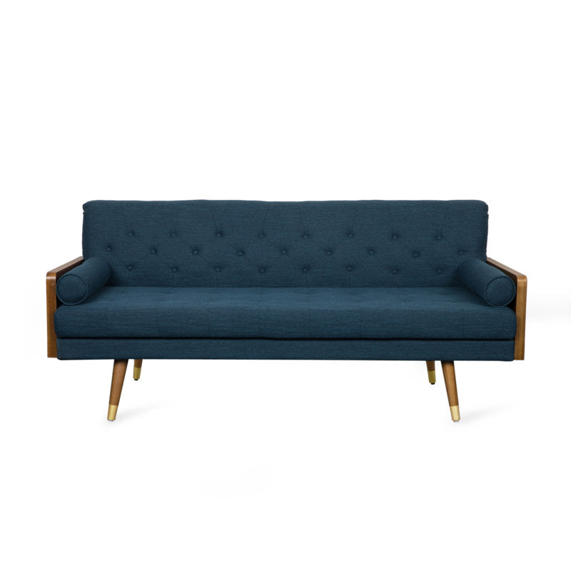 Bel-Air - 72" Mid-Century Modern Tufted Sofa with Bolster Pillows