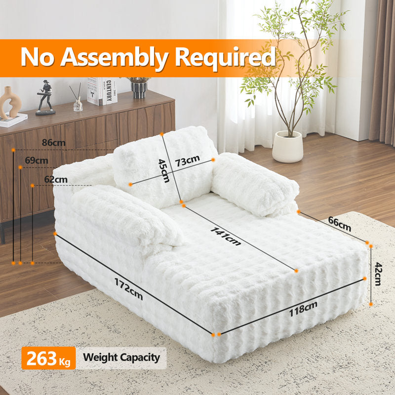 Cloud Velvet - Oversized Chaise Lounge Sleeper Sofa Bed