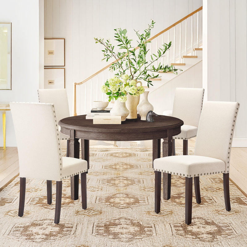 Bontrager - Linen Parsons Dining Chairs Set of 6 with Nailhead Trim
