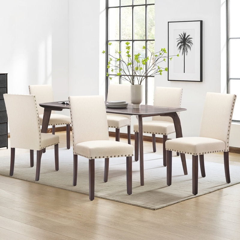Bontrager - Linen Parsons Dining Chairs Set of 6 with Nailhead Trim