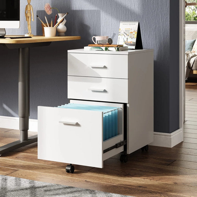 Braxx - 3-Drawer Mobile File Cabinet Wood Office Printer Stand