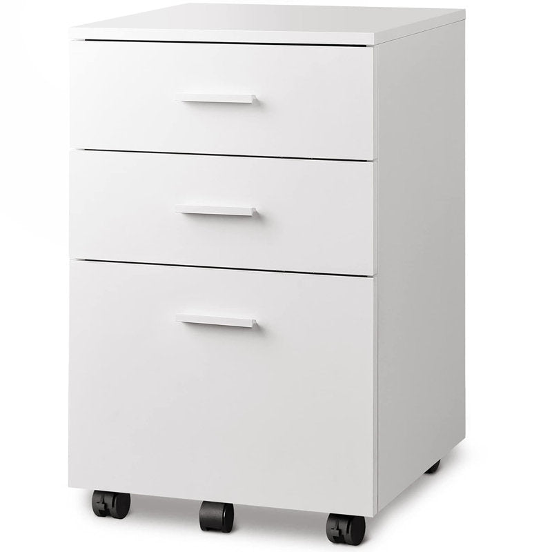 Braxx - 3-Drawer Mobile File Cabinet Wood Office Printer Stand