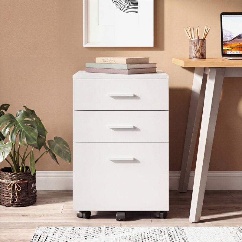 Braxx - 3-Drawer Mobile File Cabinet Wood Office Printer Stand