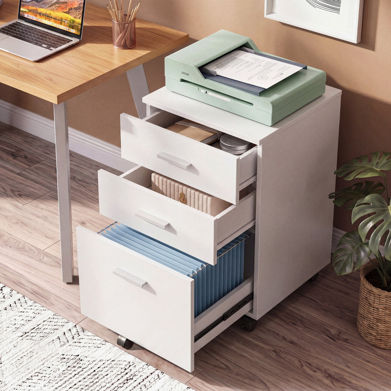 Braxx - 3-Drawer Mobile File Cabinet Wood Office Printer Stand