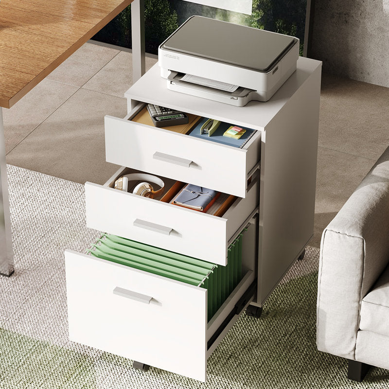 Braxx - 3-Drawer Mobile File Cabinet Wood Office Printer Stand