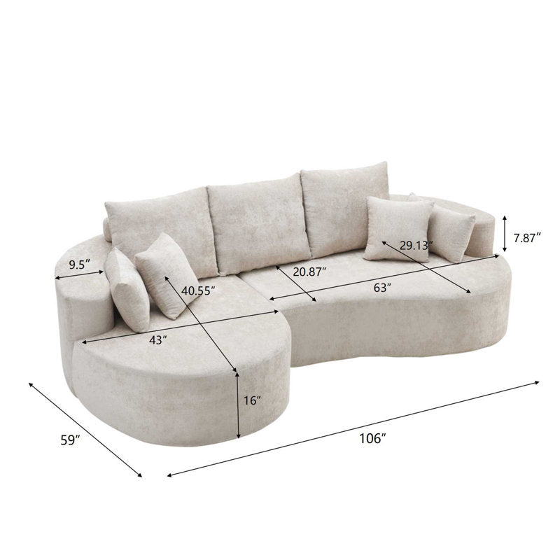 Bridger - 106" Curved Foam Sectional Contemporary Fabric Sofa