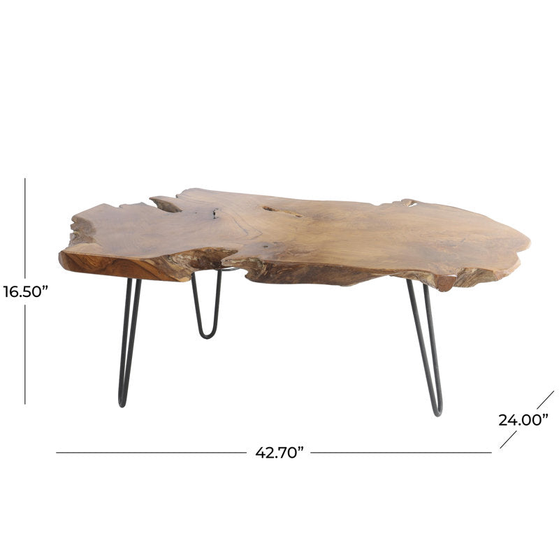 Artisan Teak - Live Edge Coffee Table Wood & Metal Living Room