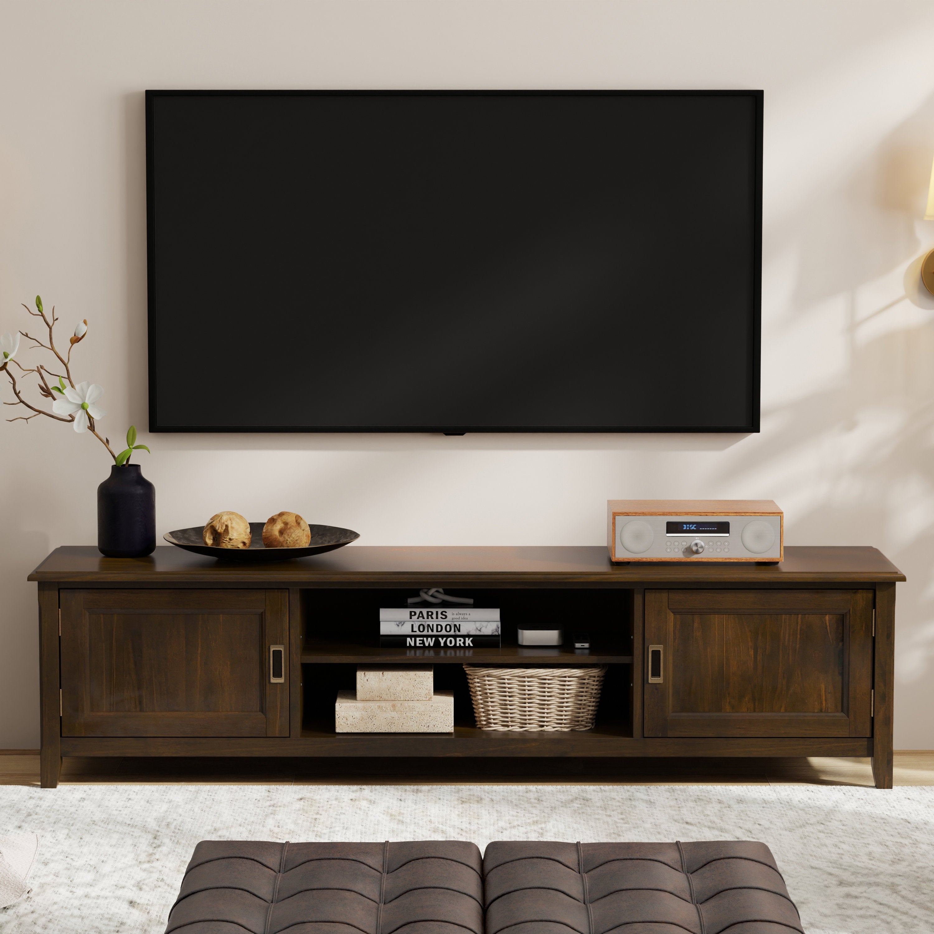 Burlington - 72" Solid Wood Transitional TV Stand for 80" TVs