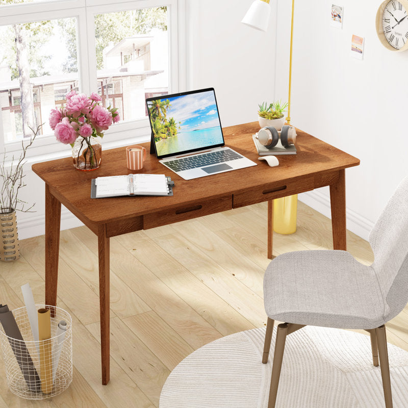 Caidence - 2-Drawer Writing Desk Solid Wood Legs Home Office
