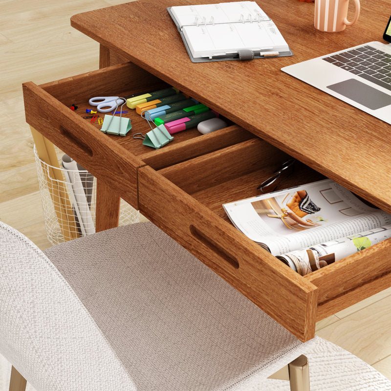 Caidence - 2-Drawer Writing Desk Solid Wood Legs Home Office