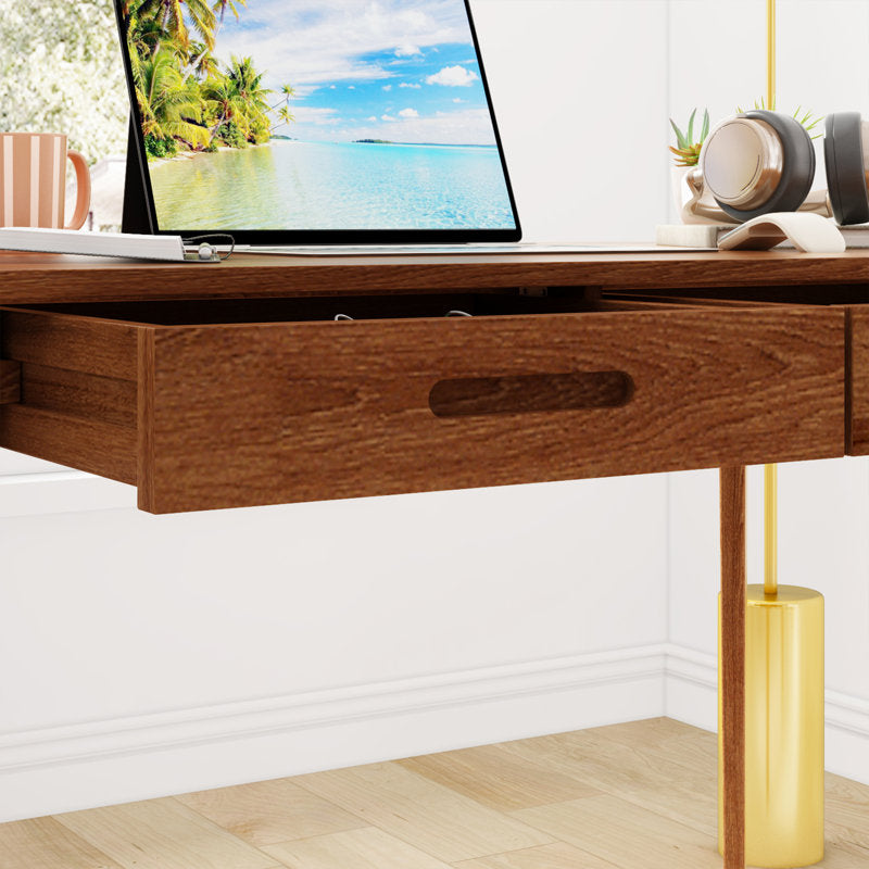 Caidence - 2-Drawer Writing Desk Solid Wood Legs Home Office
