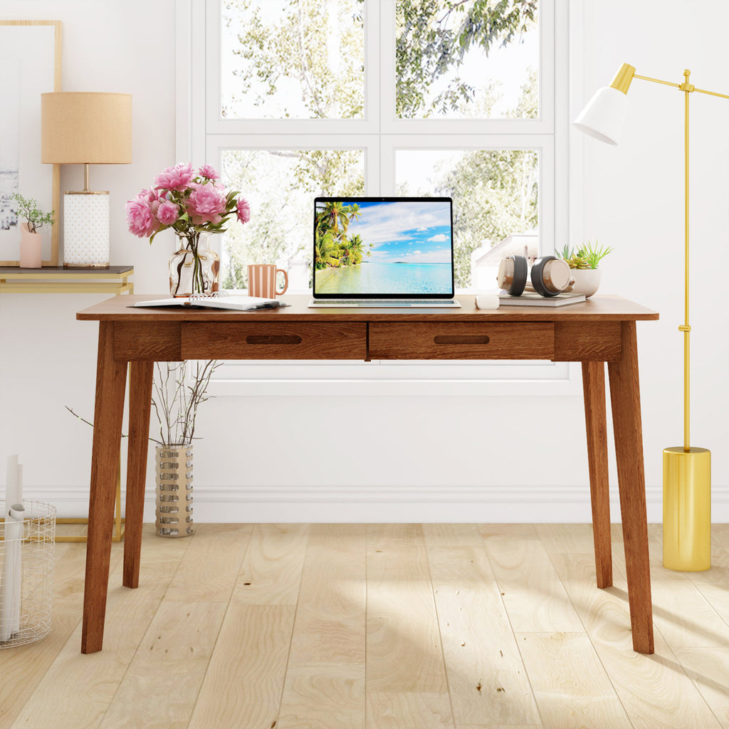 Caidence - 2-Drawer Writing Desk Solid Wood Legs Home Office
