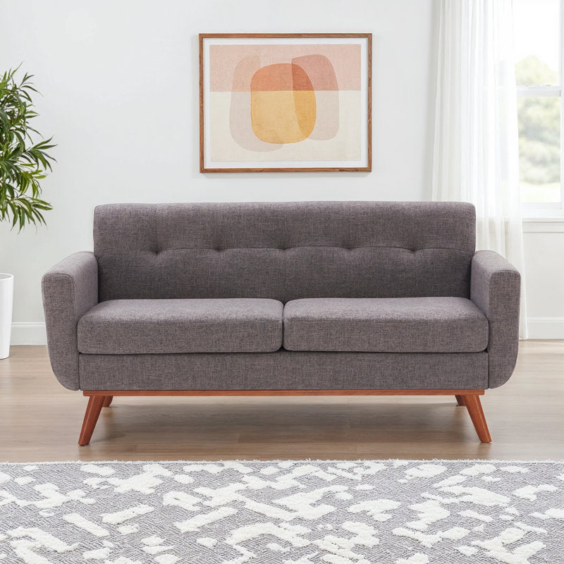 Carmencita - 65" Linen Loveseat Square Arm Sofa for Small Spaces