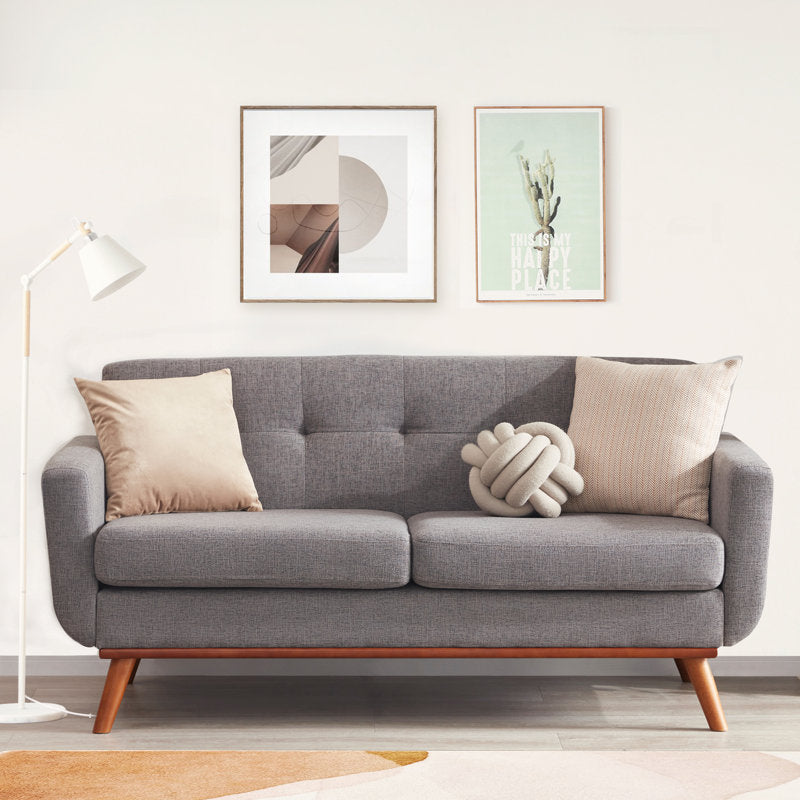 Carmencita - 65" Linen Loveseat Square Arm Sofa for Small Spaces