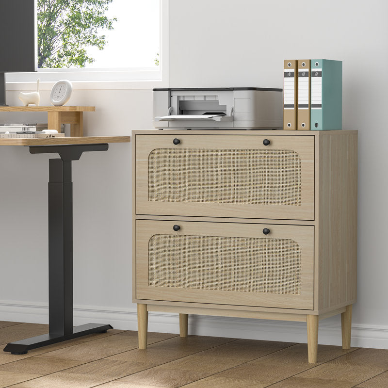 Cassiday - 2-Drawer Lateral Filing Cabinet Oak Cane Office Storage