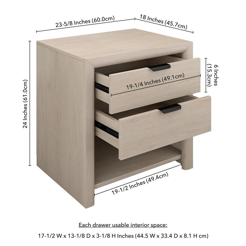 Clarice - 24" Wood Grain Nightstand Modern Bedroom Side Table