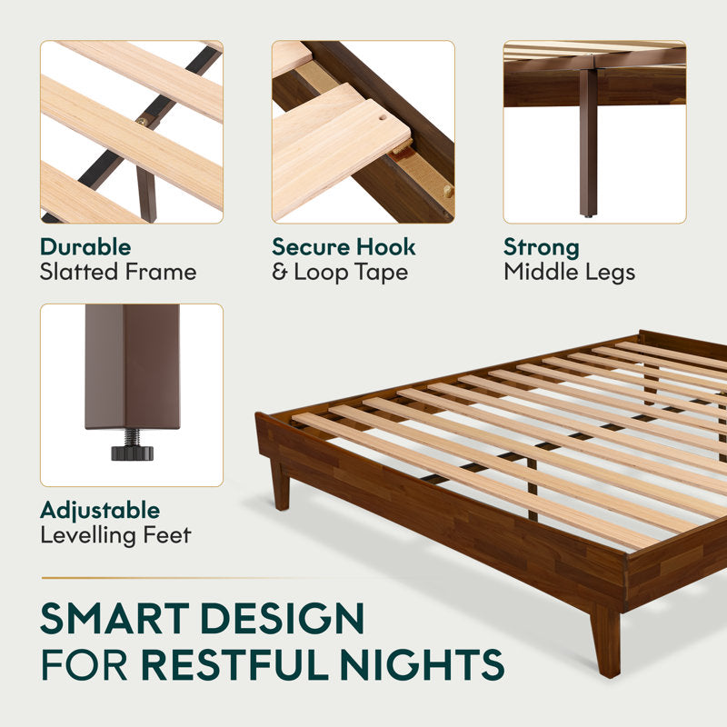 Coraline - Solid Wood Platform Bed Mid-Century Modern Heavy-Duty