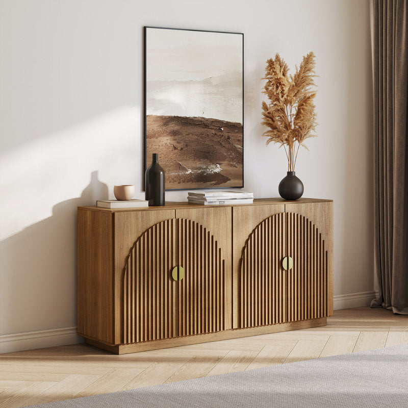 Corbey - 64.8" Fluted Buffet Cabinet Symmetrical Arc Sideboard