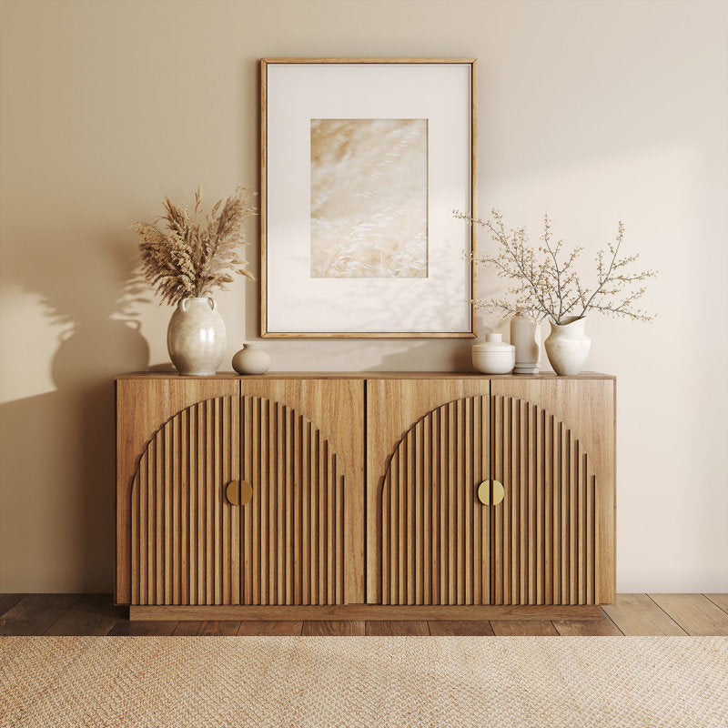 Corbey - 64.8" Fluted Buffet Cabinet Symmetrical Arc Sideboard