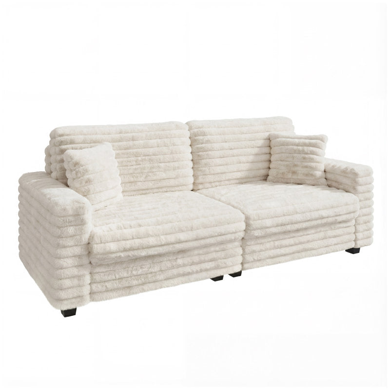 Cottone - Faux Fur Upholstered Loveseat Sofa for Small Spaces