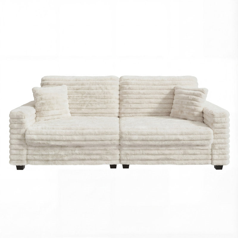 Cottone - Faux Fur Upholstered Loveseat Sofa for Small Spaces