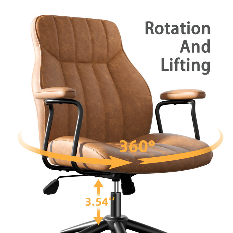 Crowley - Mid-Century Modern Leather Office Chair for Home Office
