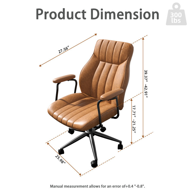 Crowley - Mid-Century Modern Leather Office Chair for Home Office