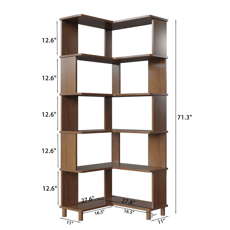 Cuadra - Solid Wood Corner Bookshelf for Home Office Storage