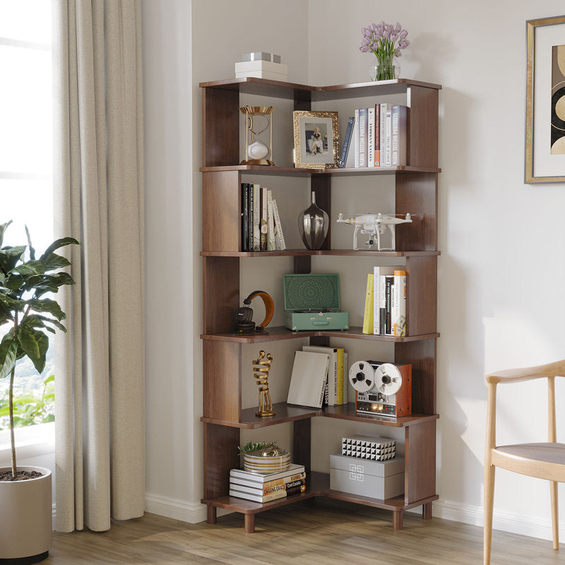 Cuadra - Solid Wood Corner Bookshelf for Home Office Storage