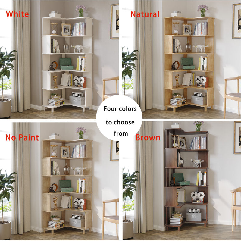 Cuadra - Solid Wood Corner Bookshelf for Home Office Storage