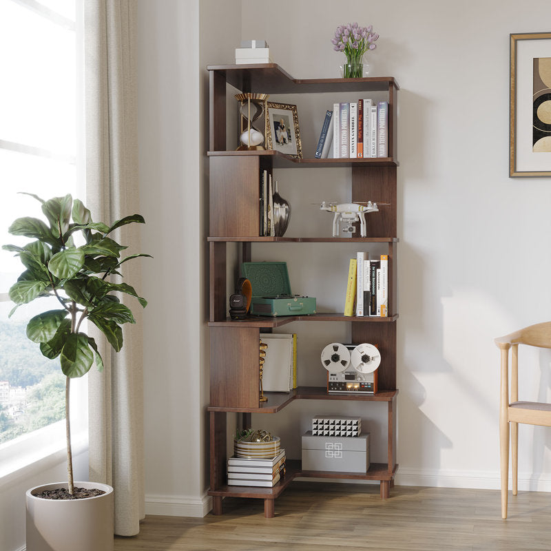 Cuadra - Solid Wood Corner Bookshelf for Home Office Storage