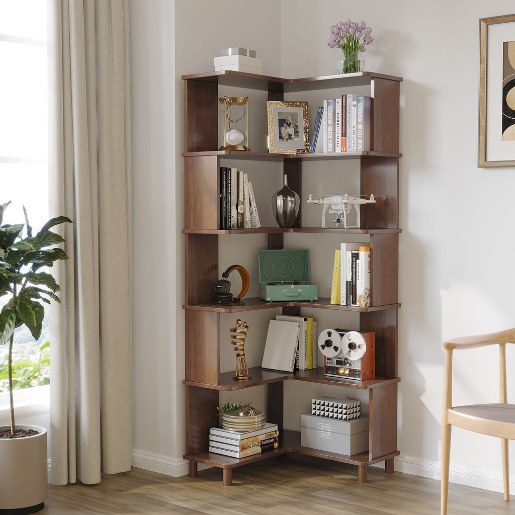 Cuadra - Solid Wood Corner Bookshelf for Home Office Storage