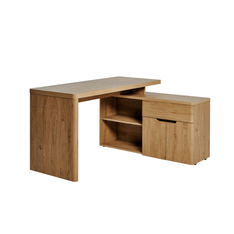 Cuuba - 55" L-Shaped Modular Wood Desk with Storage for Home Office