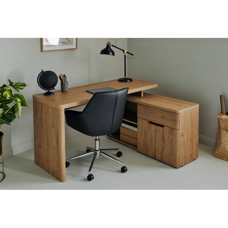 Cuuba - 55" L-Shaped Modular Wood Desk with Storage for Home Office