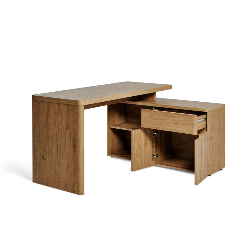 Cuuba - 55" L-Shaped Modular Wood Desk with Storage for Home Office