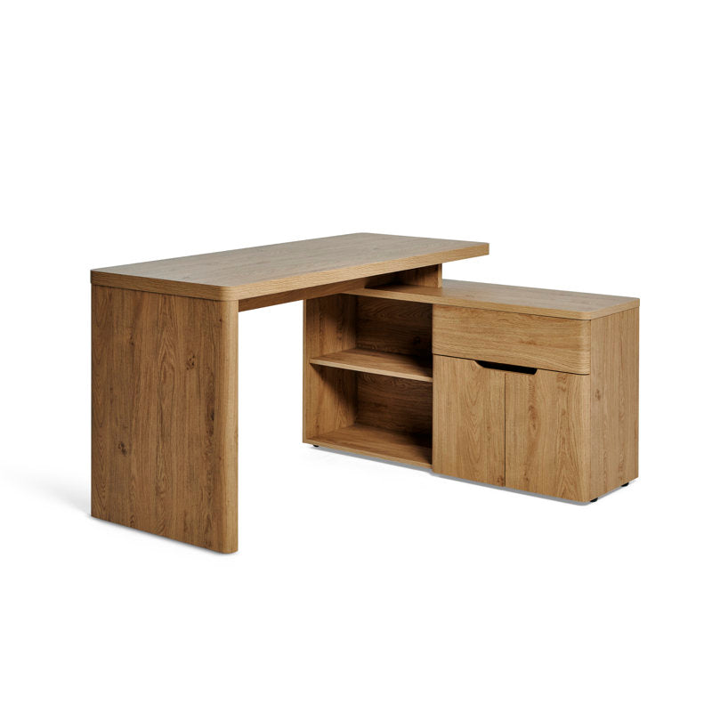 Cuuba - 55" L-Shaped Modular Wood Desk with Storage for Home Office