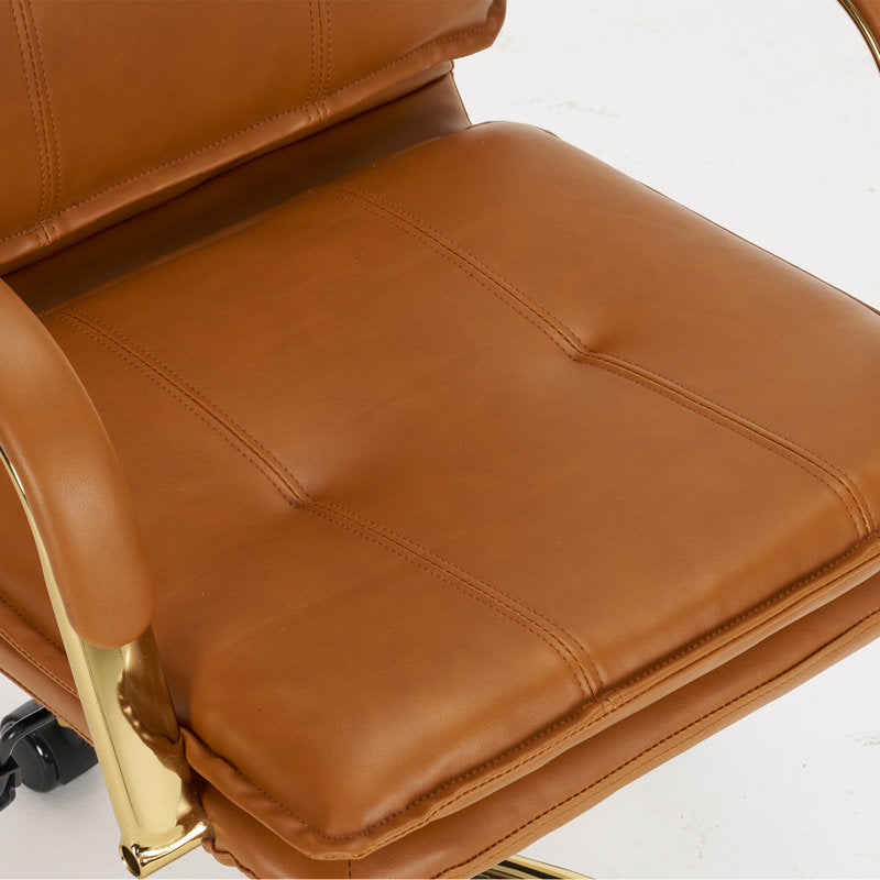 Dareece - Faux Leather Executive Task Chair with Gold Base